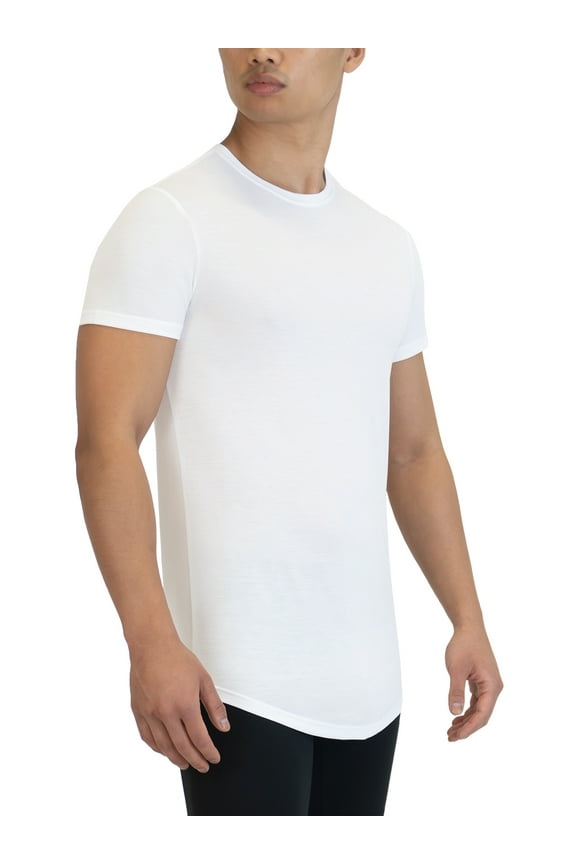 Men's, Ultra-Soft Crewneck T-Shirt, Moisture Wicking, Anti-Odor, S - XXL, White, 2 Pack