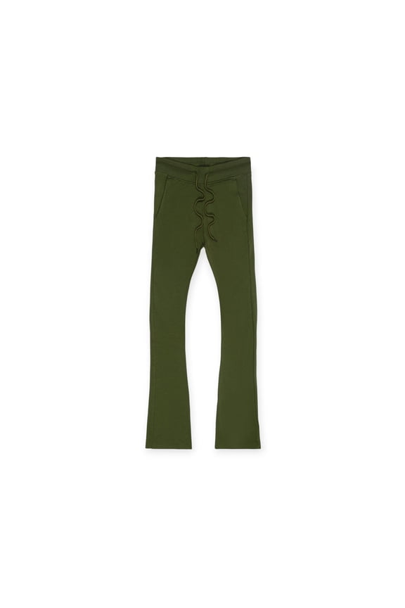 Men Basic Stacked Pants (Army Green)