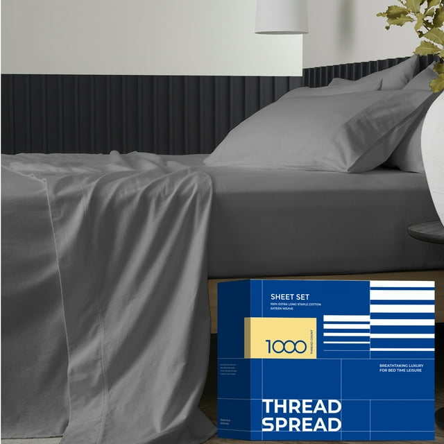 THREAD SPREAD 100 Cotton California King Bed Sheet Set, Luxurious