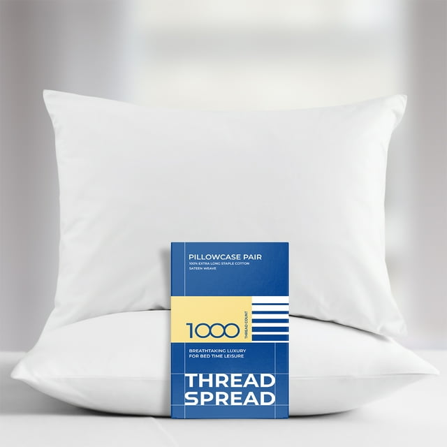 THREAD SPREAD 100 Cotton King Size Pillowcase Set of 2 (White