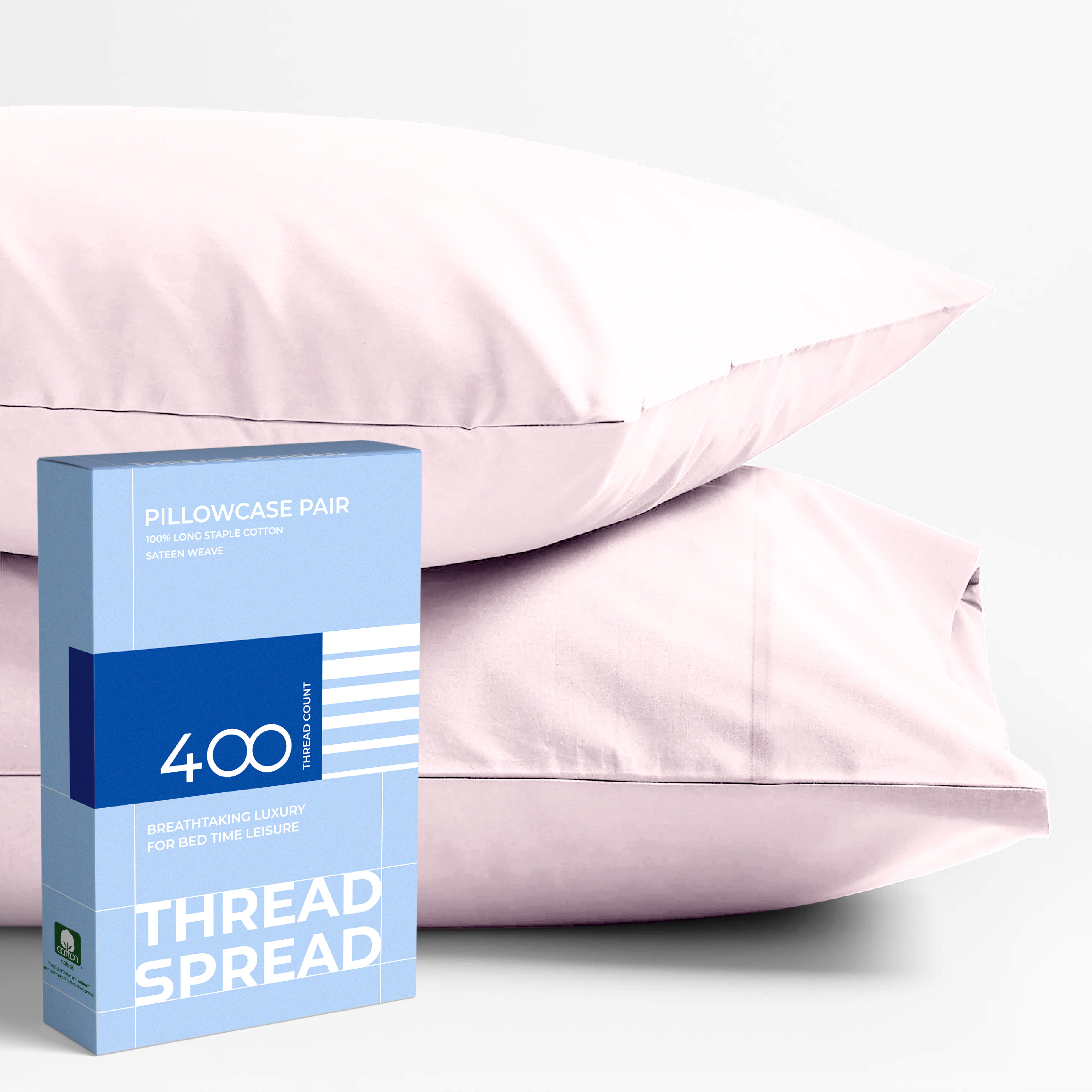 THREAD SPREAD 100 Cotton Pillow Cases 400 Thread Count for King