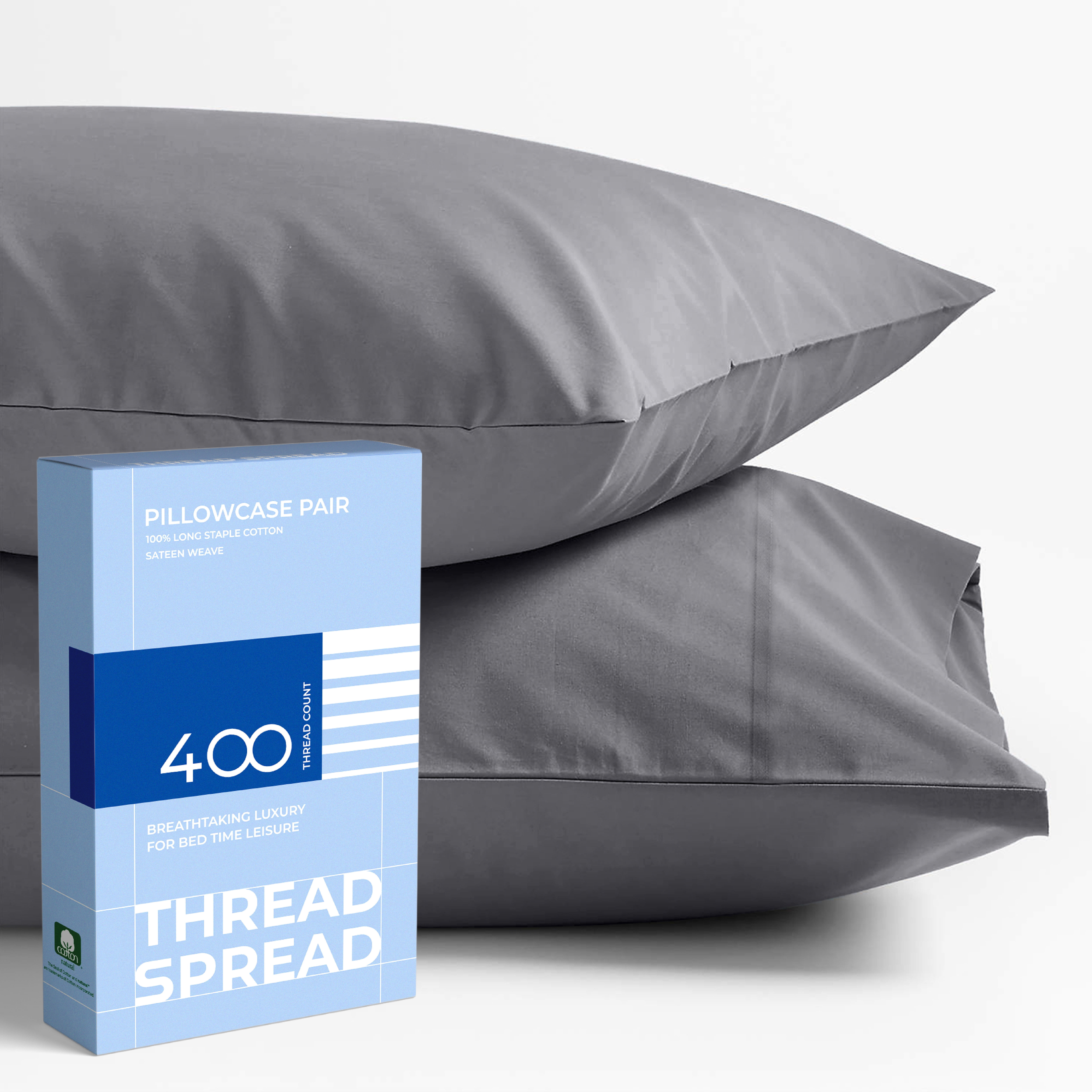 THREAD SPREAD 100 Cotton Pillow Cases 400 Thread Count for Standard