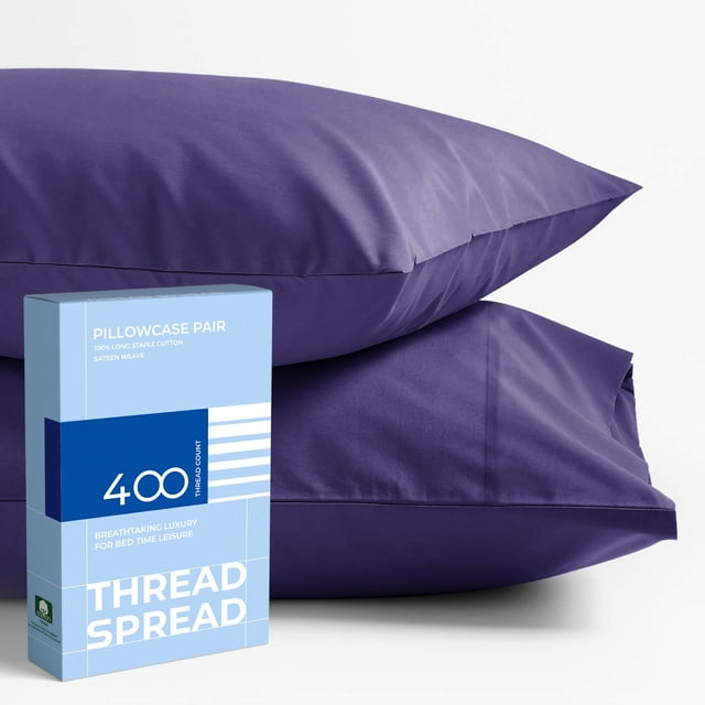 THREAD SPREAD 100 Cotton Pillow Cases 400 Thread Count for Standard