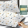 thumbnail image 1 of Thread Spread 100% Organic Cotton King Pillow Cases Set of 2 - Soft, Cooling, Crisp Organic Cotton Percale Weave Printed Pillowcase for King Size Pillow (Forest Bird), GOTS Certified, 1 of 7