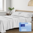 thumbnail image 1 of THREAD SPREAD 100% Cotton Queen Bed Sheets - Luxury 400 Thread Count Bed Sheets Queen Size (4 PC, White Stripe), Soft Cooling Sateen Hotel Sheet Set, 1 of 7