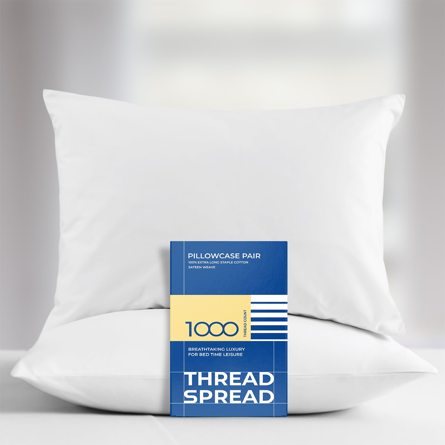 THREAD SPREAD 100 Cotton Standard / Queen Pillowcase Set of 2 (White