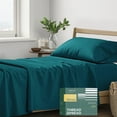 thumbnail image 1 of Thread Spread 100% Organic Cotton Sheets Twin Size - 3 PC Organic Cotton Twin Size Percale Weave Sheet Set, Soft, Cooling, Crisp & Breathable, 16" Deep Pocket Bedding Set for Dorm Room - Teal, 1 of 7