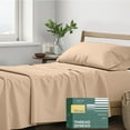 thumbnail image 1 of Thread Spread 100% Organic Cotton Sheets Twin Size - 3 PC Organic Cotton Twin Size Percale Weave Sheet Set, Soft, Cooling, Crisp & Breathable, 16" Deep Pocket Bedding Set for Dorm Room - Taupe, 1 of 7