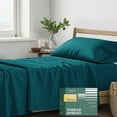 thumbnail image 1 of Thread Spread 100% Organic Cotton Sheets Twin XL Size - 3 PC Organic Cotton Twin XL Size Percale Weave Sheet Set, Soft, Cooling, Crisp & Breathable, 16" Deep Pocket Bedding Set for Dorm Room - Teal, 1 of 8