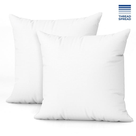 THREAD SPREAD 26x26 Pillow Inserts - Pack of 2 White Decorative Pillow for Sofa Bed, Large Fluffy Pillow Inserts for Throw Pillow Covers, Throw Pillows for Bed, Couch Pillows for Living Room