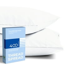 THREAD SPREAD 400 TC 100% Cotton Wrinkle Resistant Sateen Standard / Queen Pillowcase Set of 2 (White)