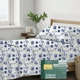 thumbnail image 1 of THREAD SPREAD 100% Organic Cotton Sheets Twin XL Size - Percale Weave Cotton Sheets (3 PC, Floral Blue), Soft Cooling Hotel Printed Sheet Set, 1 of 7