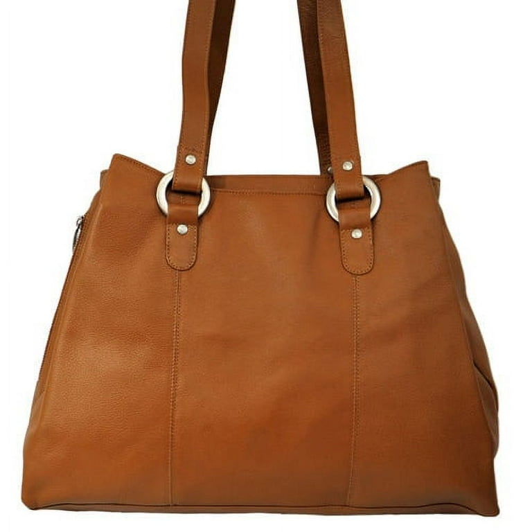 Piel Leather Top Zip Tote (saddle)