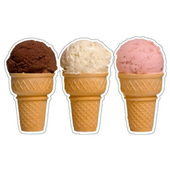 THREE ICE CREAM CONES Concession Decal cart stand sign