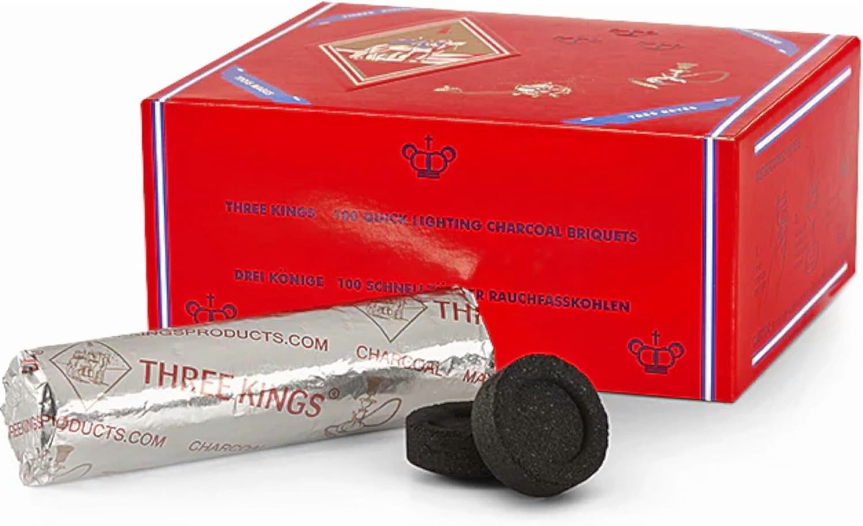 THREE KINGS 40MM Charcoal Box: Supplies for HOOKAHS – 100pc Box of