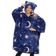 thumbnail image 1 of THREE POODLE Sun Moon Star Comfort Fit Oversized Sherpa Hooded Blanket Sweatshirt, Women's Plus, 1 of 9
