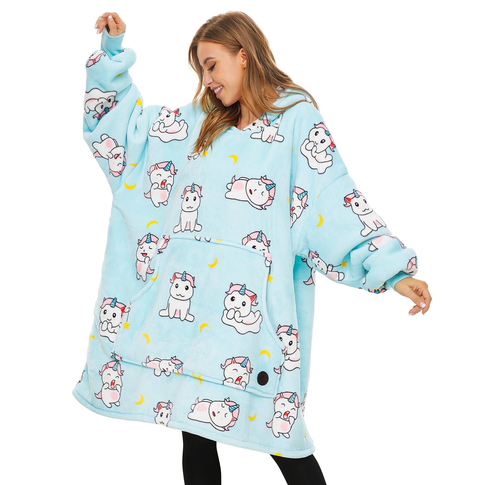 THREE POODLE Unicorn Oversized Sherpa Wearable Blanket Hoodie