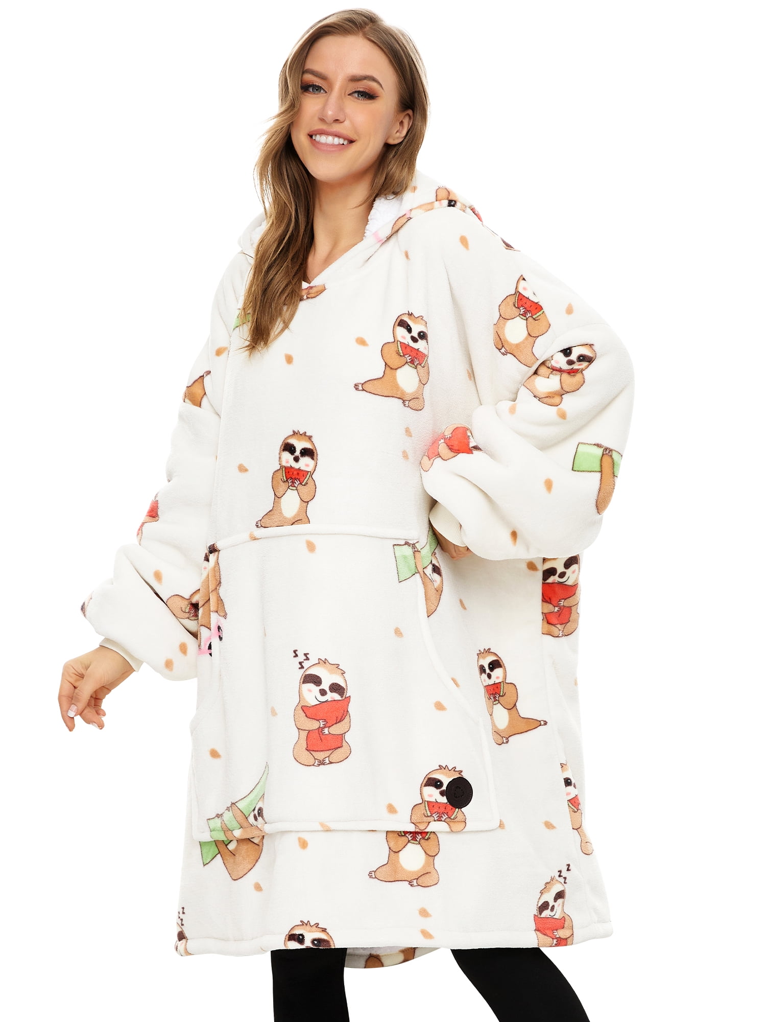 Three Poodle Wearable Blanket Hoodie Oversized Sherpa Hooded Blanket Sweatshirt For Adults