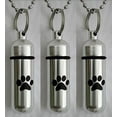 thumbnail image 1 of THREE Pet/Dog/Cat - Personal CREMATION URN Keepsakes with Large Laser Engraved PAWS - Includes Velvet Pouches, Ball-Chains &amp; Fill Kit, 1 of 3
