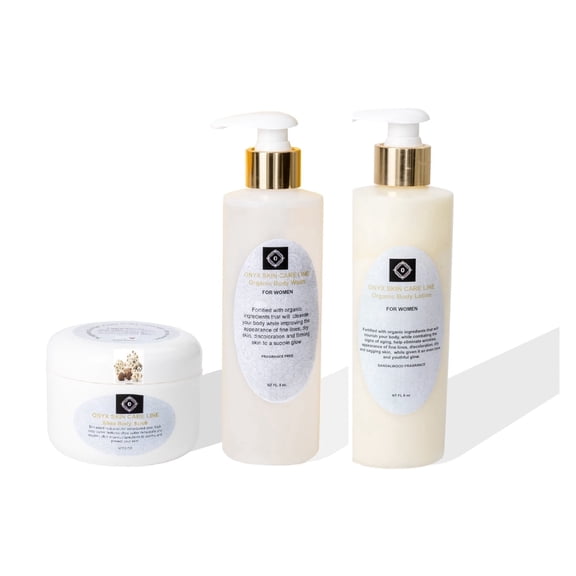 Onyx Skin Care Line Three Step Body System for Women Body, Includes Body Wash, Scrub and Lotion, Lavender, 3 Piece
