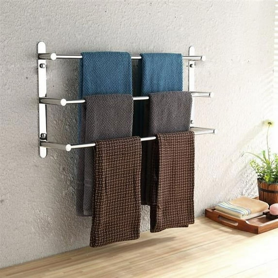 THREE Stagger Layers Towel Rack 304 Stainless Steel Towel Bars Bathroom Accessor