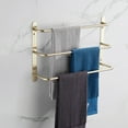 thumbnail image 1 of THREE Stagger Layers Towel Rack Luxury Brushed Gold 304 Stainless Steel Towel Bars Bathroom Accessories Set 17.72 inches KJWY003G-45CM, 1 of 6