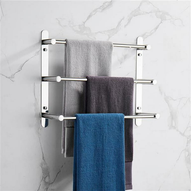 THREE Stagger Layers Towel Rack SUS304 Stainless Steel Hand Polishing Polished Finished Bathroom Accessories Set Three Towel Bars 15.7 Inch Bars KJWY004 40CM Walmart