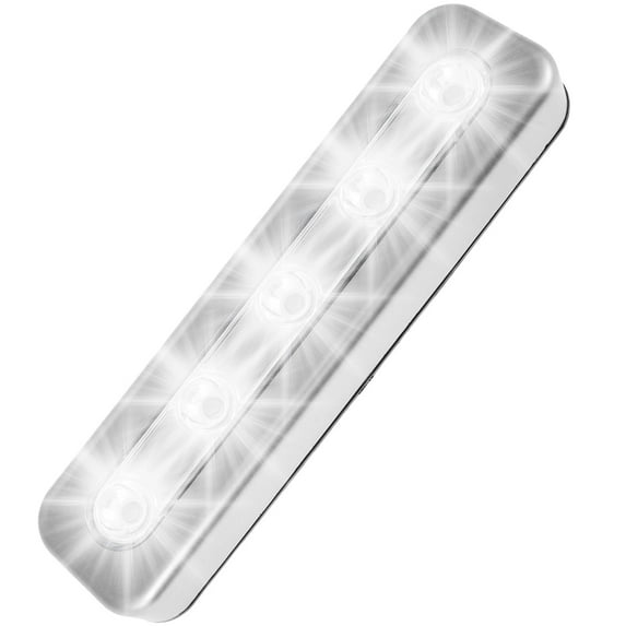 Pluokvzr Tap Light with 5 LEDs Stick-on Push Light Battery Operated LED Press Light Touch Control Under Cabinet Night Light Wireless Tap Light for Closet Stairs Kitchen Lighting