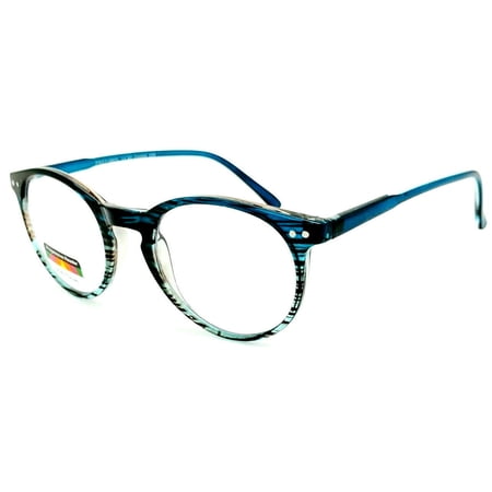 THRICE Vision Multi-Focus Progressive Reading Glass Key Hole crystal color fade - Blue +1.50