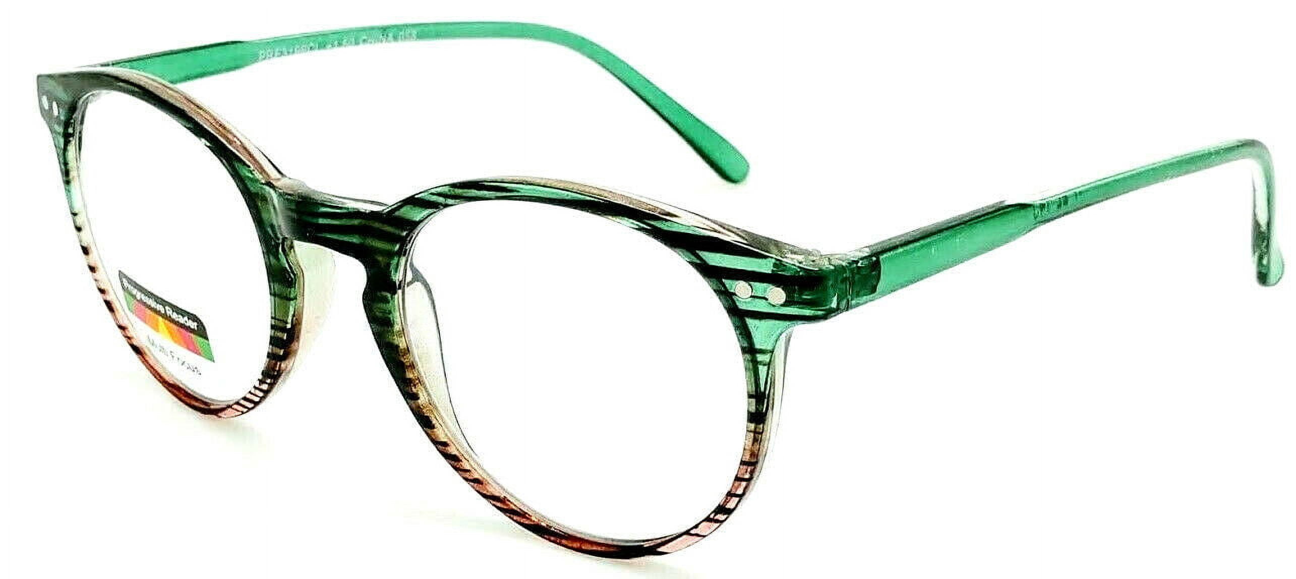 THRICE Vision Multi-Focus Progressive Reading Glass Key Hole crystal color fade - Green +2.00