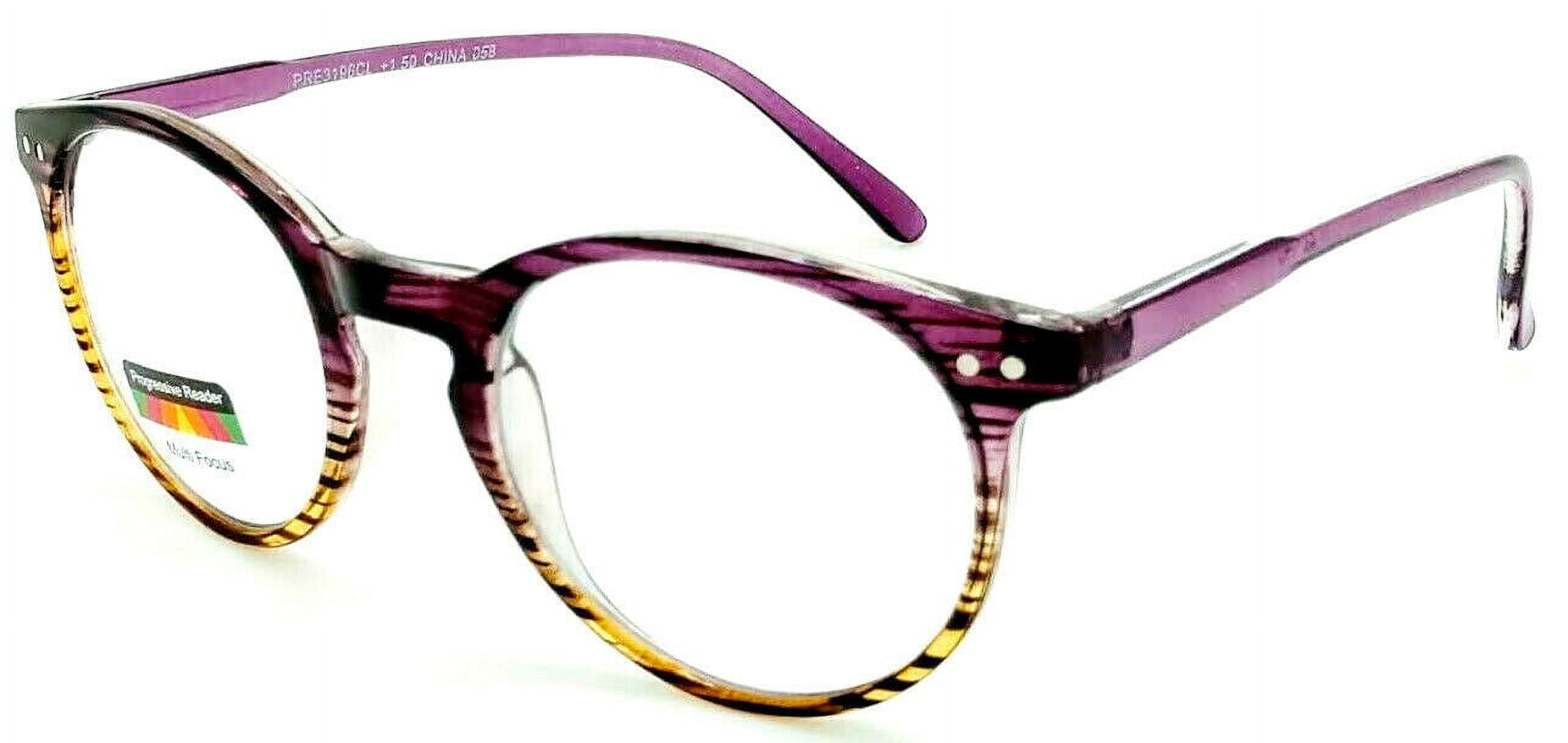 THRICE Vision Multi-Focus Progressive Reading Glass Key Hole crystal color fade - Purple +2.00