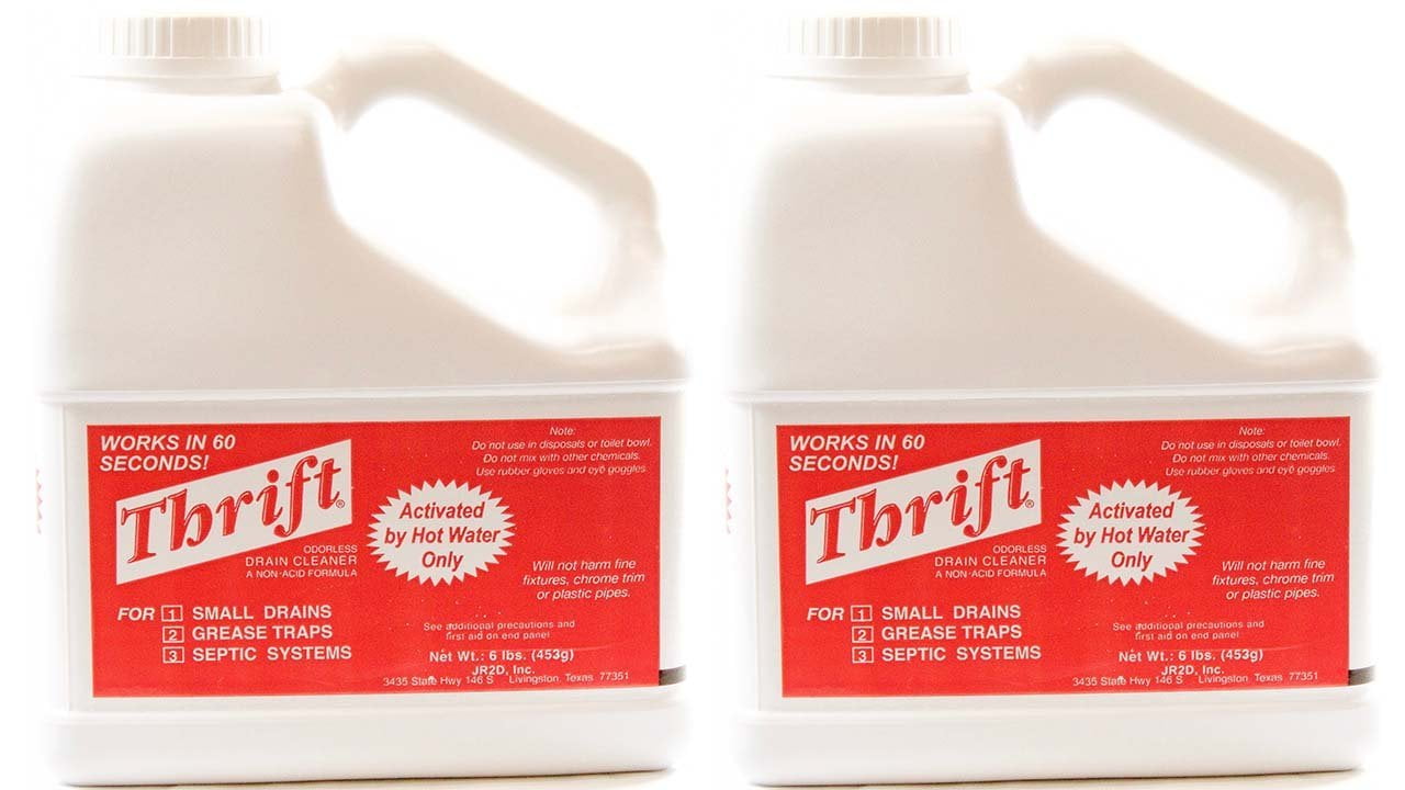 THRIFT T600 Alkaline Based 6 lb. Granular Drain Cleaner 2 Pack Odorless Plumbing Granules