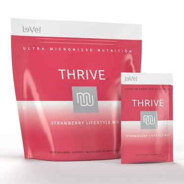 THRIVE Protein Shake | 16 Packets (35g Each) | Gluten-Free, Pea Protein, Probiotics, Fiber & Digestive Enzymes | Supports Lean Muscle, 16 Packets (Single Servings), Strawberry)