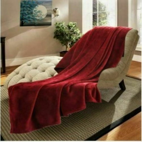 THROW SIZE BLANKET 50" X60",VERY SOFT COZY WARM, PLUSH FLEECE PORTABLE BLANKET ,LIGHTWEIGHT MICROFIBER SOLID COLOR BLANKET, MACHINE WASH, THROW BLANKET BURGUNDY