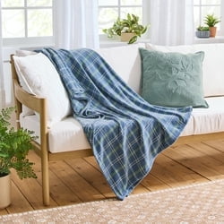 Better Homes & Gardens Woven Chenille Plaid Throw Blanket, Blue Silver ,50x72 Inches