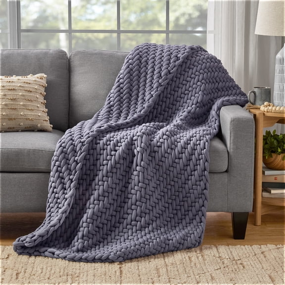 Allswell Weighted Knit Throw Blanket, Shark, 12 lbs