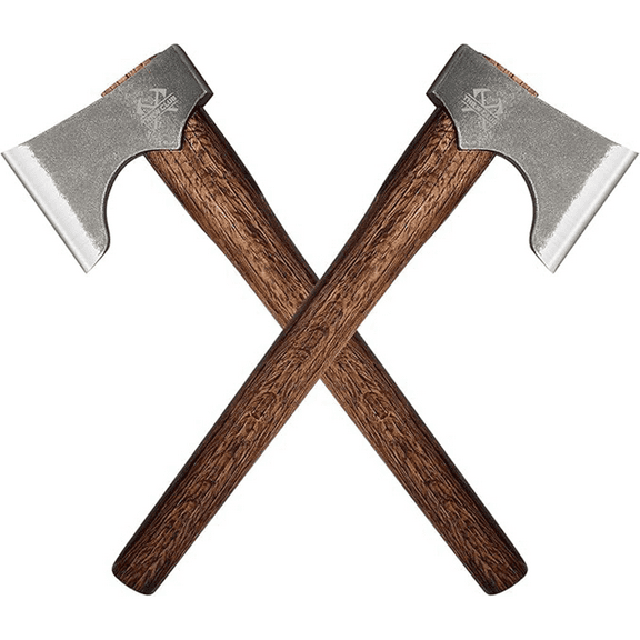 THRWCLUB 2 Pack 16.5" Outdoor Axes with 1065 Carbon Steel Head & Wood Handle, Balanced Design for Camping, Yard Work & Utility Use