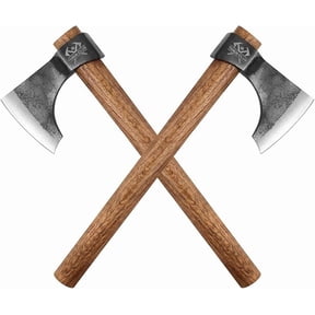 THRWCLUB 2 Pack Camping Axe Set, 16.5" Hand Axe with 1065 High Carbon Steel Blade & Wooden Handle, Suitable for Outdoor Use, Gardening, Wood Splitting & Recreation