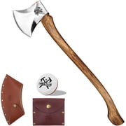 THRWCLUB 32.6" Splitting Axe, 1065 High Carbon Steel, Hickory Handle, Leather Sheath, for Wood Chopping and Timbersports