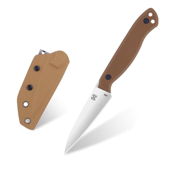 THRWCLUB 3.2" Camping Fixed Blade Knife, 420C Steel with G10 Handle, Kydex Sheath & Clip