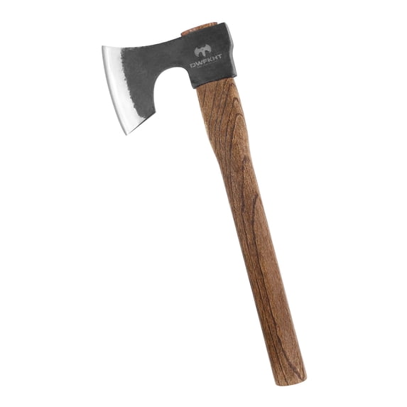 DWFKHT 16.5" Camping Hatchet Axe, with Beech Wood Handle and 1065 High Carbon Steel Blade for Wood Cutting Outdoor Use