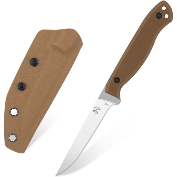 THRWCLUB Pocket Fixed Blade Knife 3.5", 420C Stainless Steel Pocket Knife with Kydex Sheath & Clip, G10 Handle Small Knife for Camping, Fishing & Outdoor Survival