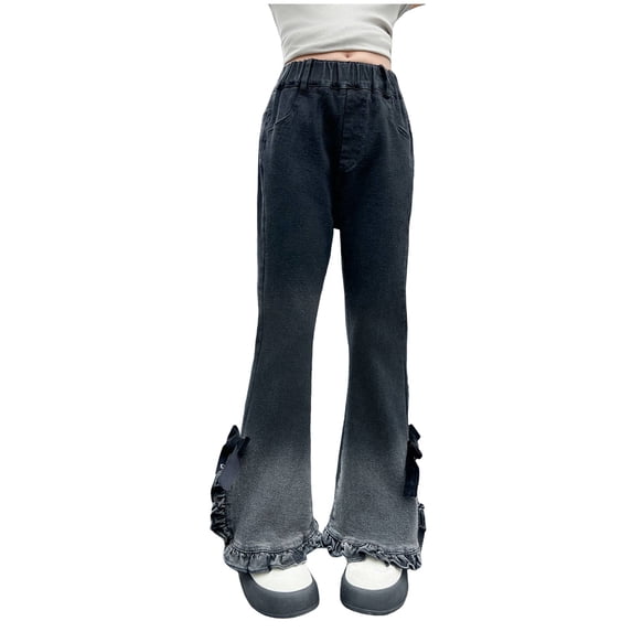 THSXS Girl Jeans Cute Clothes For Girls Jeans For Girls Baggy Wide Leg Cute High Elastic Waisted Denim Pants Y2K Boyfriend Skater Streetwear