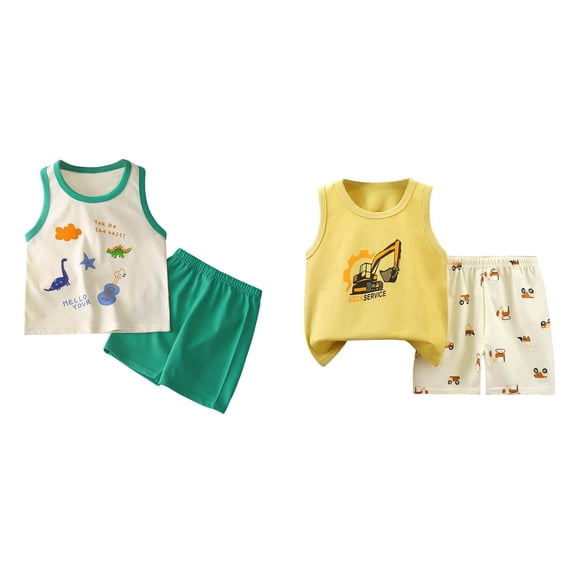 THSXS Toddler Outfit 3-6 Month Boy Clothes Toddler Boys Summer Outfits Sleeveless T-Shirt And Shorts For 2 Piece Vacation Clothes Set