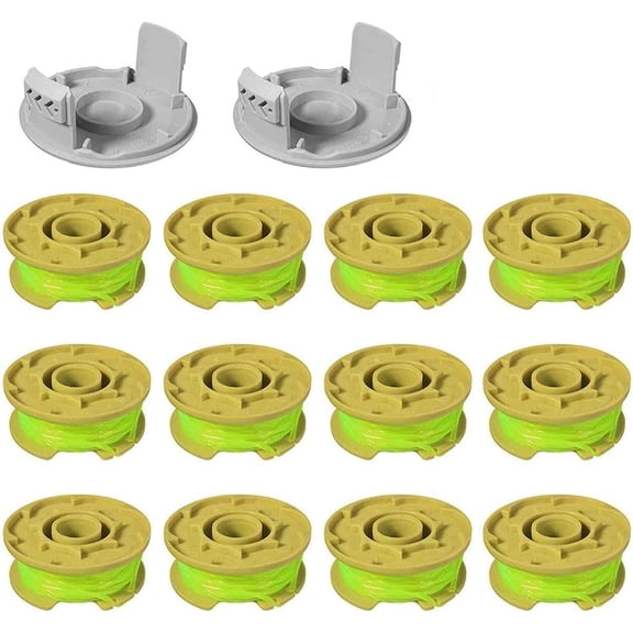 THTEN 11ft 0.080" Replacement Trimmer Spool for Ryobi One Plus AC80RL3 18v 24v and 40v Cordless Trimmers Line Refills Weed Wacker Auto-Feed Twist Single Line Parts (12spool+2cap
