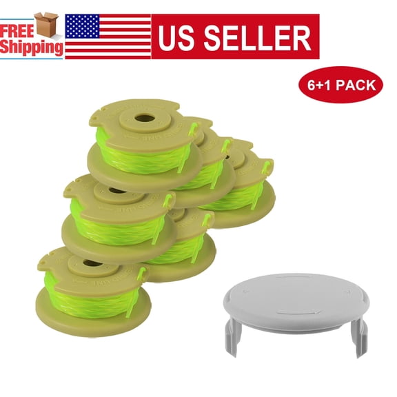 THTEN 11ft 0.080" Replacement Trimmer Spool for Ryobi One Plus AC80RL3 18v 24v and 40v Cordless Trimmers Line Refills Weed Wacker Auto-Feed Twist Single Line Parts (6spool+2cap