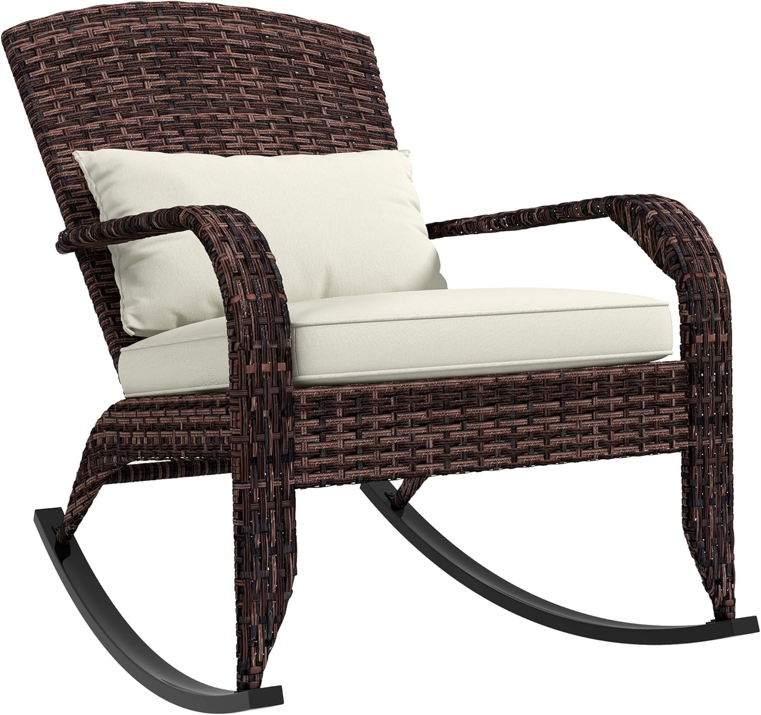 THTGCD Outdoor Wicker Adirondack Rocking Chair, Patio Rattan Rocker ...