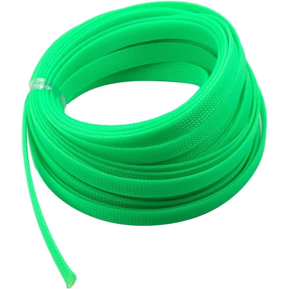 THTGDW-10m/32.8ft PET Expandable Braid Cable Sleeving Flexible Wire Mesh Sleeve Fluorescent Green 12mm
