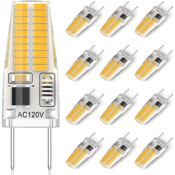 THTGDW-12-Pack G8 LED Bulb Dimmable, 120V 20W 25W T4 JCD Type Bi-Pin Halogen Replacement for Under Cabinet Puck Lighting, Warm White 3000K