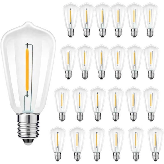 THTGDW-25 Pack ST38 Replacement Light Bulbs, Shatterproof Edison LED Bulbs Fits E12 Candelabra Base, 0.6W Equivalent to 7W Incandescent Bulb, 2700K Warm White Bulbs for Indoor Outdoor Patio String Li